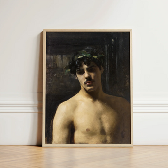Framed Oil Painting Nude Male Figure Dark Hair John Singer Sargent, Art, Sultry Allure