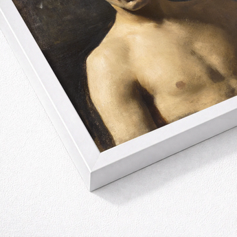 White Framed Art Print Classical Painting Nude Male John Singer Sargent, Sultry Allure