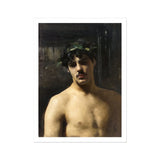 Man Wearing Laurels John Singer Sargent Art Print, Classical Oil Painting Portrait Shirtless Figure Laurel Wreath