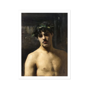 Man Wearing Laurels John Singer Sargent Art Print, Classical Oil Painting Portrait Shirtless Figure Laurel Wreath