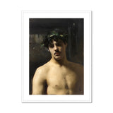 Man Wearing Laurels John Singer Sargent Art Print, Classical Portrait Painting Bare Chested Figure Laurel Wreath
