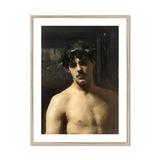 Man Wearing Laurels John Singer Sargent Art Print, Classical Portrait Painting Figure Laurel Wreath Dark Background
