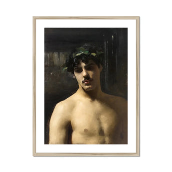 Man Wearing Laurels John Singer Sargent Art Print, Classical Portrait Painting Figure Laurel Wreath Dark Background