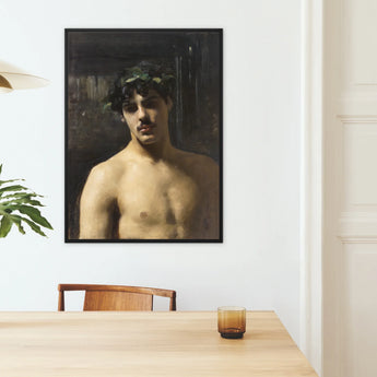 Man Wearing Laurels - John Singer Sargent Framed Canvas, Framed Painting Shirtless Man Laurel Wreath