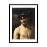 Man Wearing Laurels John Singer Sargent Art Print, Classical Style Portrait Painting Shirtless Figure Laurel Wreath
