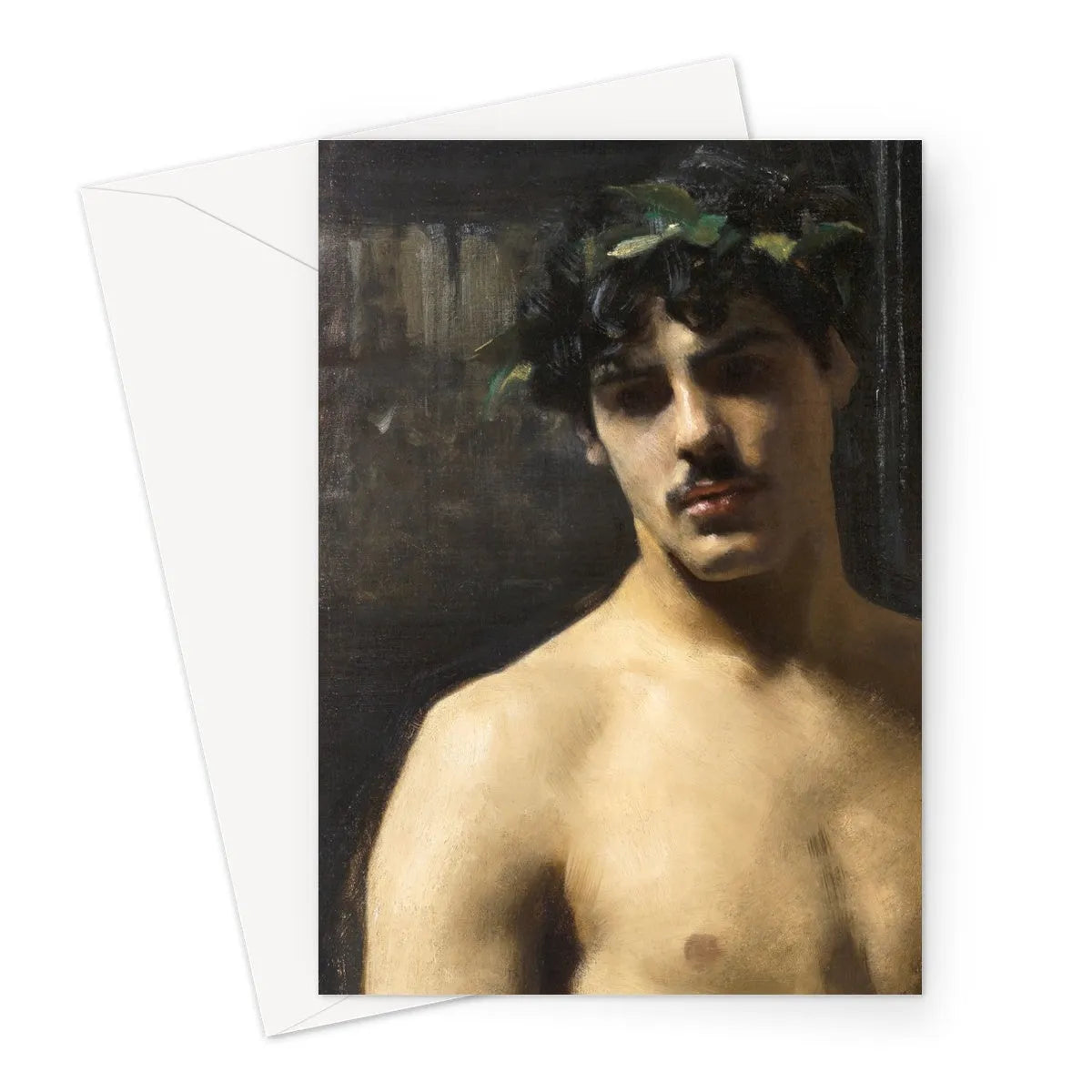 Man Wearing Laurels By John Singer Sargent Greeting Card - A5 Portrait / 1 Card - Greeting & Note Cards - Aesthetic Art