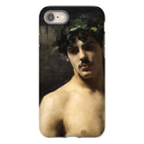 Man Wearing Laurels - John Singer Sargent Iphone Case, 8 / Matte, Phone Case Classical-style Portrait Painting Young Person Dark