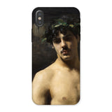 Man Wearing Laurels - John Singer Sargent Iphone Case, x / Matte, Phone Case Classical Painting Young Person Leafy Crown