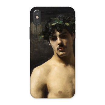 Man Wearing Laurels - John Singer Sargent Iphone Case, x / Matte, Phone Case Classical Painting Young Person Leafy Crown