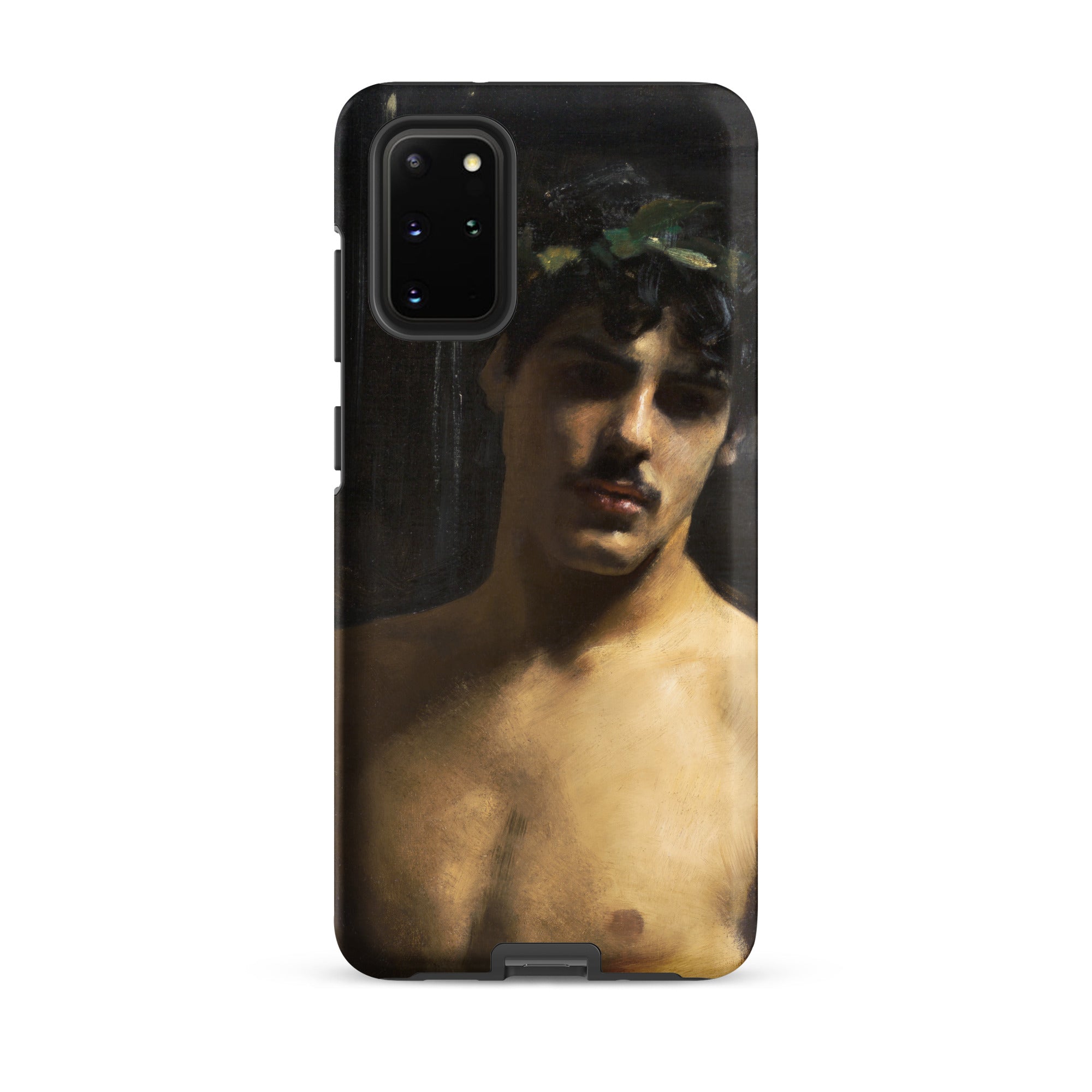 Man Wearing Laurels John Singer Sargent Samsung Case, Galaxy S20 Plus / Matte, Black Smartphone Case Classical Painting Man Mustache Leafy