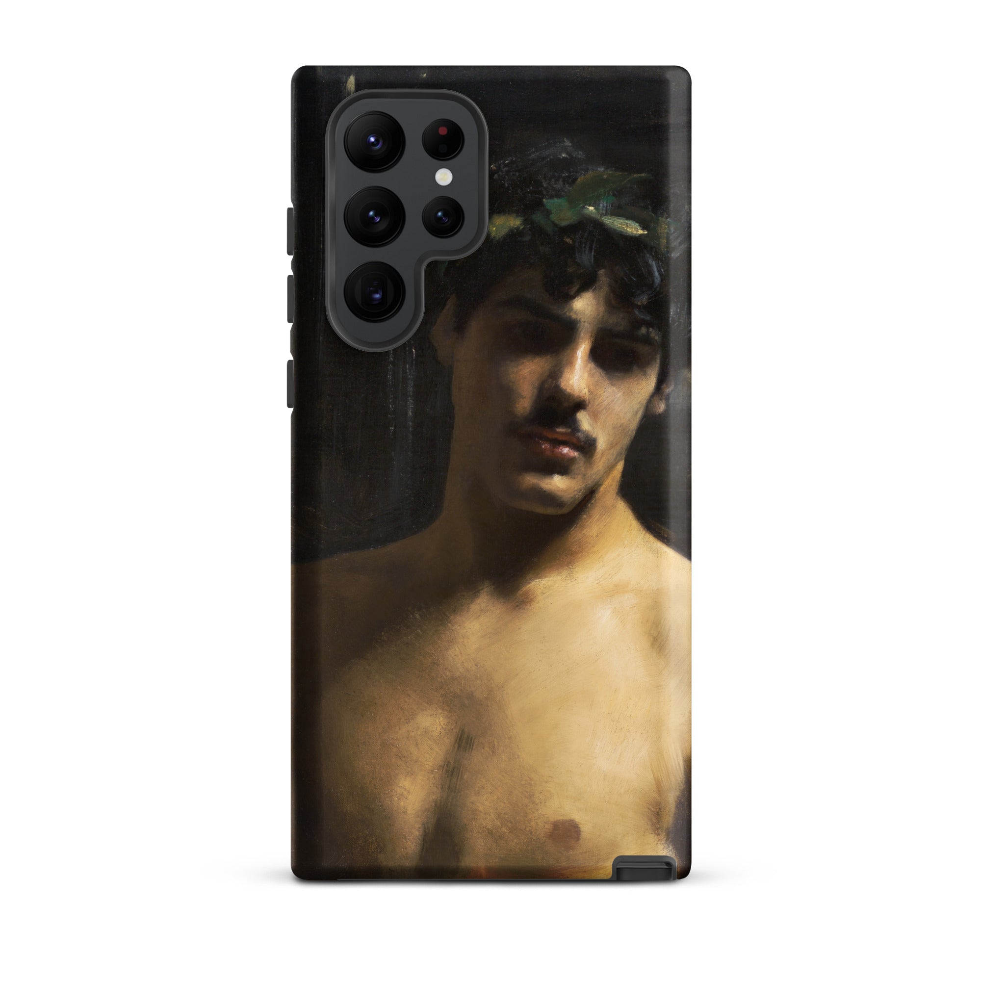 Man Wearing Laurels John Singer Sargent Samsung Case, Galaxy S22 Ultra / Matte, Black Phone Case Artistic Depiction Man’s Torso Head