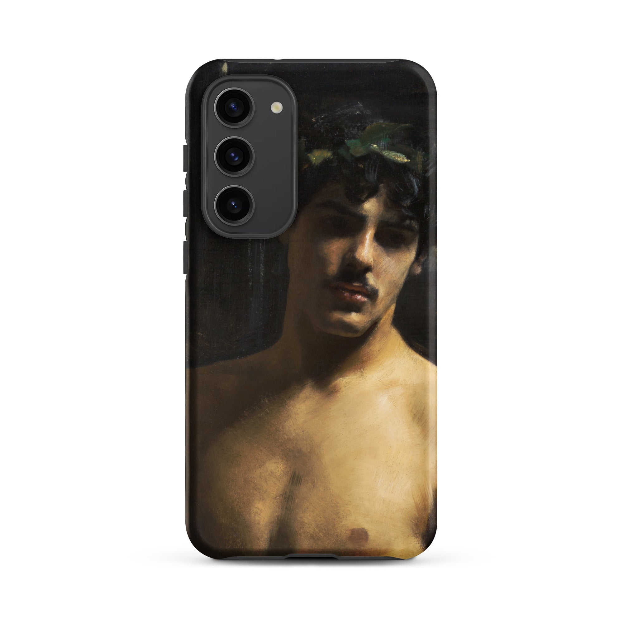 Man Wearing Laurels John Singer Sargent Samsung Case, Galaxy S23 Plus / Matte, Black Smartphone Case Painted Portrait Man Leafy Crown