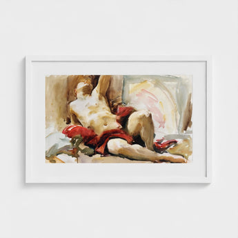 Man with Red Drapery - John Singer Sargent Art Print / Canvas, Announces, Post-1900 Watercolor Male Prints
