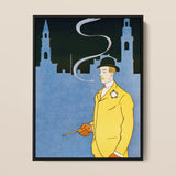Man in Yellow Suit - Edward Penfield Art Print / Canvas, 12x16’’ / 31x41cm / Black Frame, Posters Prints & Visual Artwork, Toby Leon