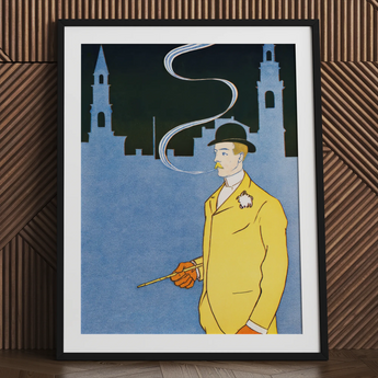 Man in Yellow Suit - Edward Penfield Art Print / Canvas, 24x32’’ / 61x81cm / Black Frame / Matboard, Posters Prints & Visual Artwork, Toby