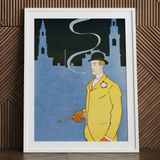 Man in Yellow Suit - Edward Penfield Art Print / Canvas, 24x32’’ / 61x81cm / White Frame / Matboard, Posters Prints & Visual Artwork, Toby