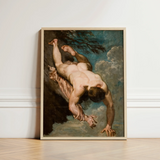 Manlius Hurled from the Rock - William Etty Art Print / Canvas Framed Classical Painting Nude Male Figure Dynamic Motion Etty’s Dramatic,