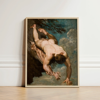 Manlius Hurled from the Rock - William Etty Art Print / Canvas Framed Classical Painting Nude Male Figure Dynamic Motion Etty’s Dramatic,