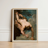 Manlius Hurled from the Rock - William Etty Art Print / Canvas Framed Classical Painting Nude Male Figure Dynamic Motion Etty’s Dramatic,