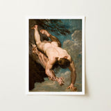 Manlius Hurled from the Rock - William Etty Art Print / Canvas Framed Reproduction Classical Painting Nude Male Figure Dynamic Etty’s