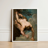 Manlius Hurled from the Rock - William Etty Art Print / Canvas Framed Classical Painting Nude Male Figure Dynamic Motion Etty’s Dramatic,