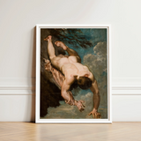 Manlius Hurled from the Rock - William Etty Art Print / Canvas Framed Classical Painting Nude Male Figure Dynamic Motion Etty’s Dramatic,