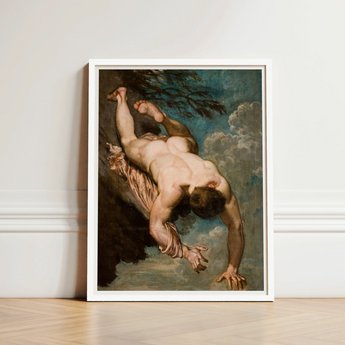 Manlius Hurled from the Rock - William Etty Art Print / Canvas Framed Classical Painting Nude Male Figure Dynamic Motion Etty’s Dramatic,