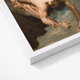 Manlius Hurled from the Rock - William Etty Art Print / Canvas White Framed Classical Painting Muscular Nude Etty’s Dramatic, Marcus