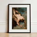 Manlius Hurled from the Rock - William Etty Art Print / Canvas, 12x16’’ / 31x41cm / Black Frame / Matboard, Posters Prints & Visual