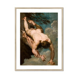 Manlius Hurled from the Rock - William Etty Art Print, Nude Figure Air Dramatic Pose