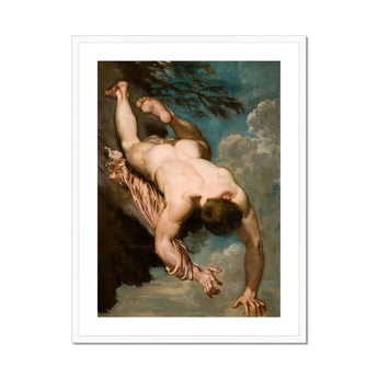 Manlius Hurled from the Rock - William Etty Art Print, Nude Figure Air Dramatic Pose