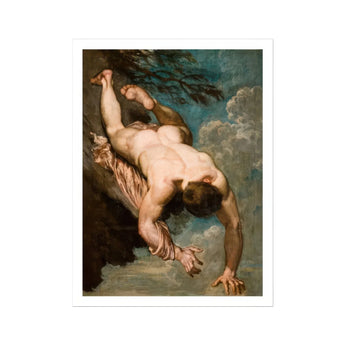 Manlius Hurled from the Rock - William Etty Art Print, Nude Figure Clouds Dramatic Pose