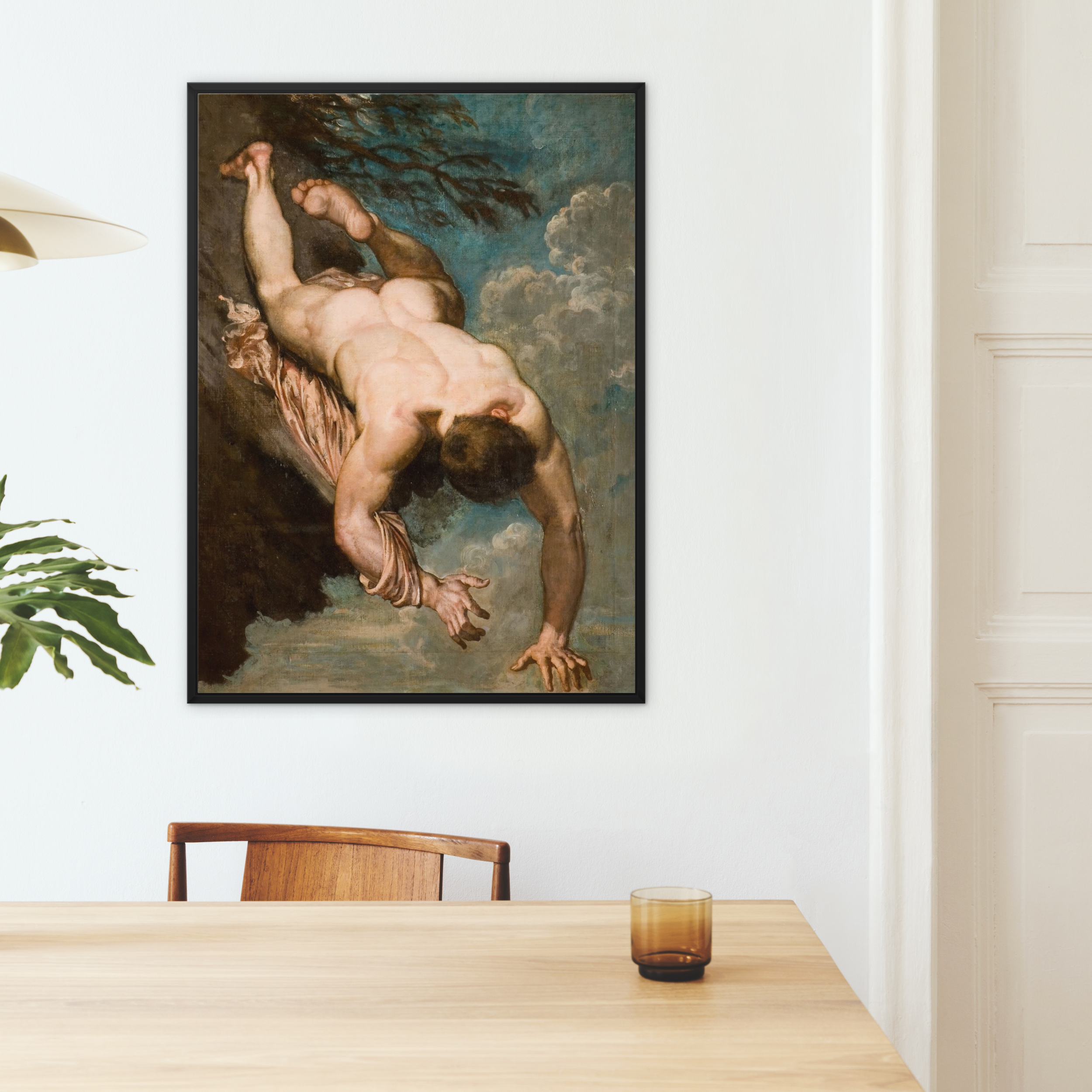 Manlius Hurled from the Rock William Etty Framed Canvas, Framed Classical Painting Fall Icarus