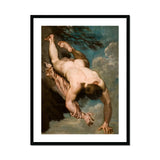 Manlius Hurled from the Rock - William Etty Art Print, Classical Painting Nude Figure Air