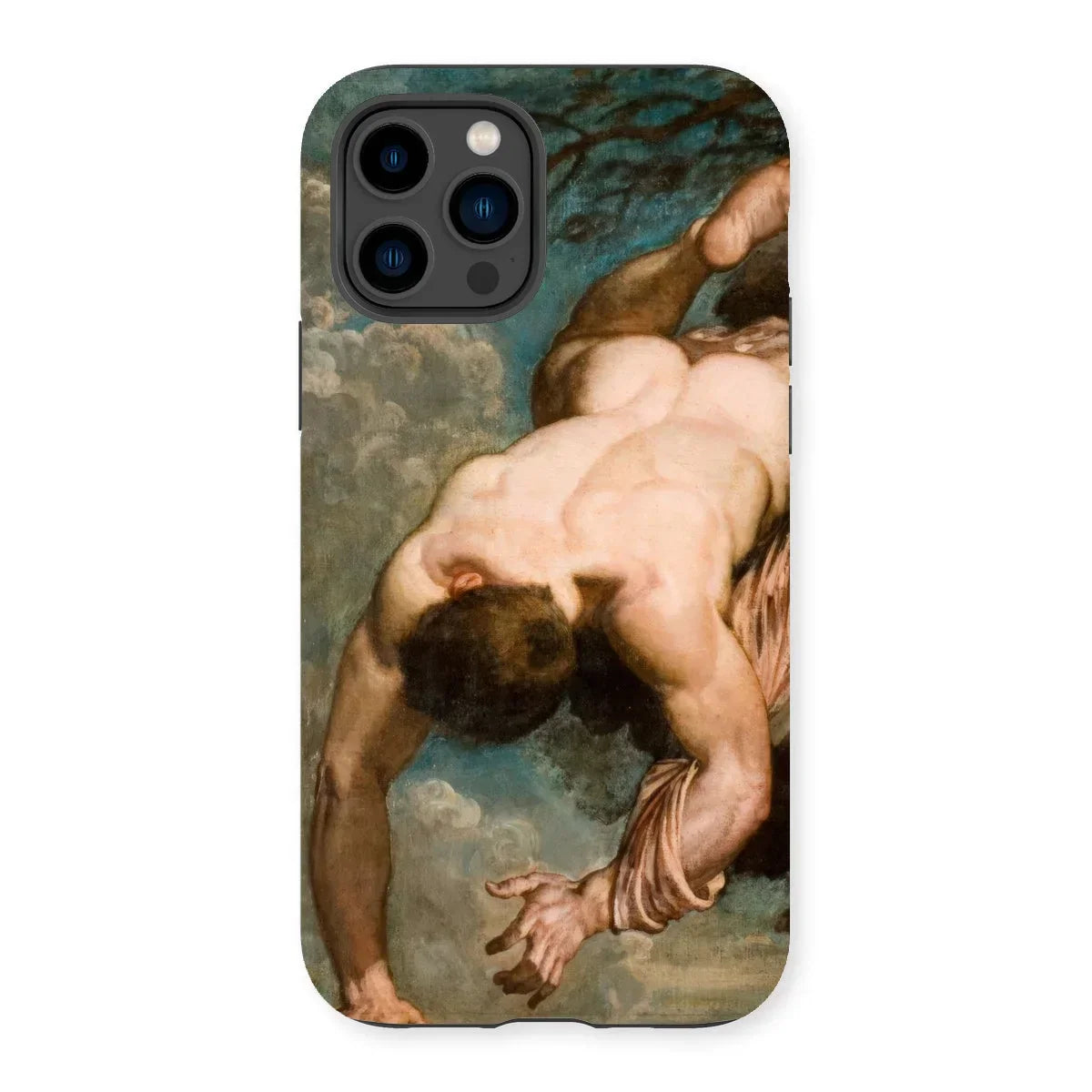 Manlius Hurled from the Rock - William Etty Iphone Case, 14 Pro / Matte, Phone Case Classical Painting Figure Cloudy Backdrop