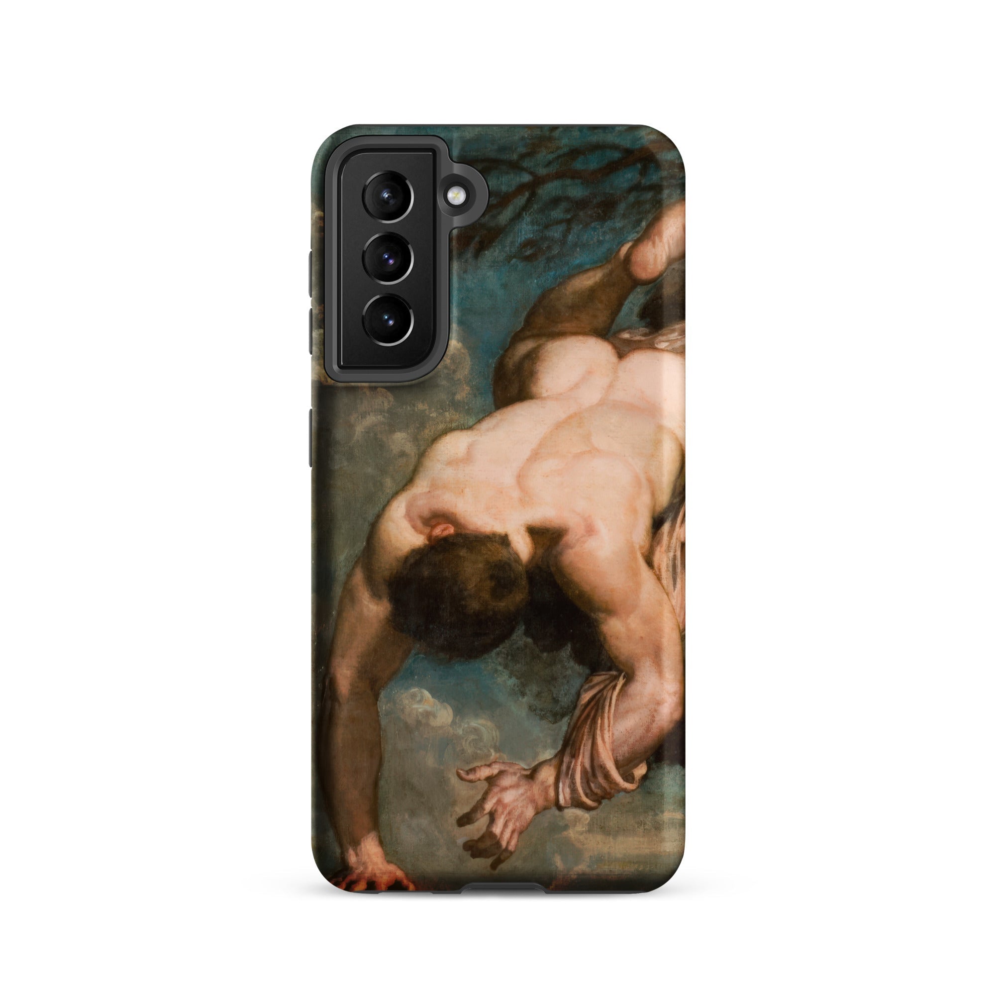 Manlius Hurled from the Rock William Etty Samsung Case, Galaxy S21 / Matte, Black Smartphone Case Classical Painting Man
