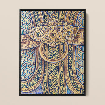 Man’s Best Friend - Stampa artistica tradizionale thailandese ad affresco / Tela, 12x16’’ / 31x41cm / Cornice nera, Poster Stampe & Visual Artwork, Toby Leon