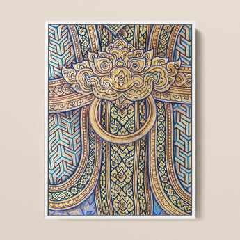 Man’s Best Friend - Traditional Thai Fresco Art Print / Canvas, 12x16’’ / 31x41cm / White Frame, Posters Prints & Visual Artwork, Toby Leon