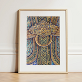 Man’s Best Friend - Traditional Thai Fresco Art Print / Canvas Framed Artwork Ornate Golden Door Knocker Design Intricate Thailand’s