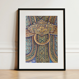 Man’s Best Friend - Traditional Thai Fresco Art Print / Canvas Framed Artwork Ornate Golden Door Knocker Design Intricate Thailand’s