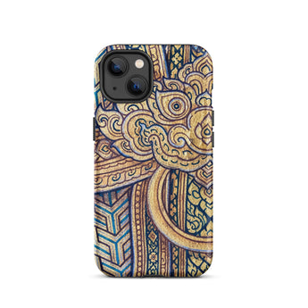 Man’s Best Friend - Traditional Thai Iphone Case, 13 / Matte, Ornate Gold Blue Phone Case