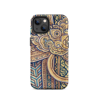 Man’s Best Friend - Traditional Thai Iphone Case, 14 / Matte, Ornate Gold Blue Phone Case