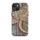 Man’s Best Friend Traditional Thai Iphone Case, 14 Plus / Matte, Ornate Gold Blue Phone Case
