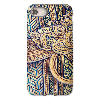 Man’s Best Friend - Traditional Thai Iphone Case, 8 / Matte, Ornate Phone Case Intricate Gold Blue Brown Patterns