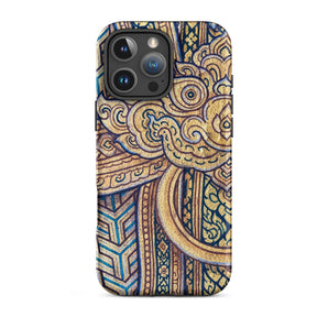 Man’s Best Friend - Traditional Thai Iphone Case 16 Pro Max / Matte Ornate Gold Blue Phone Case Traditional Thai Aesthetic, Thai-inspired