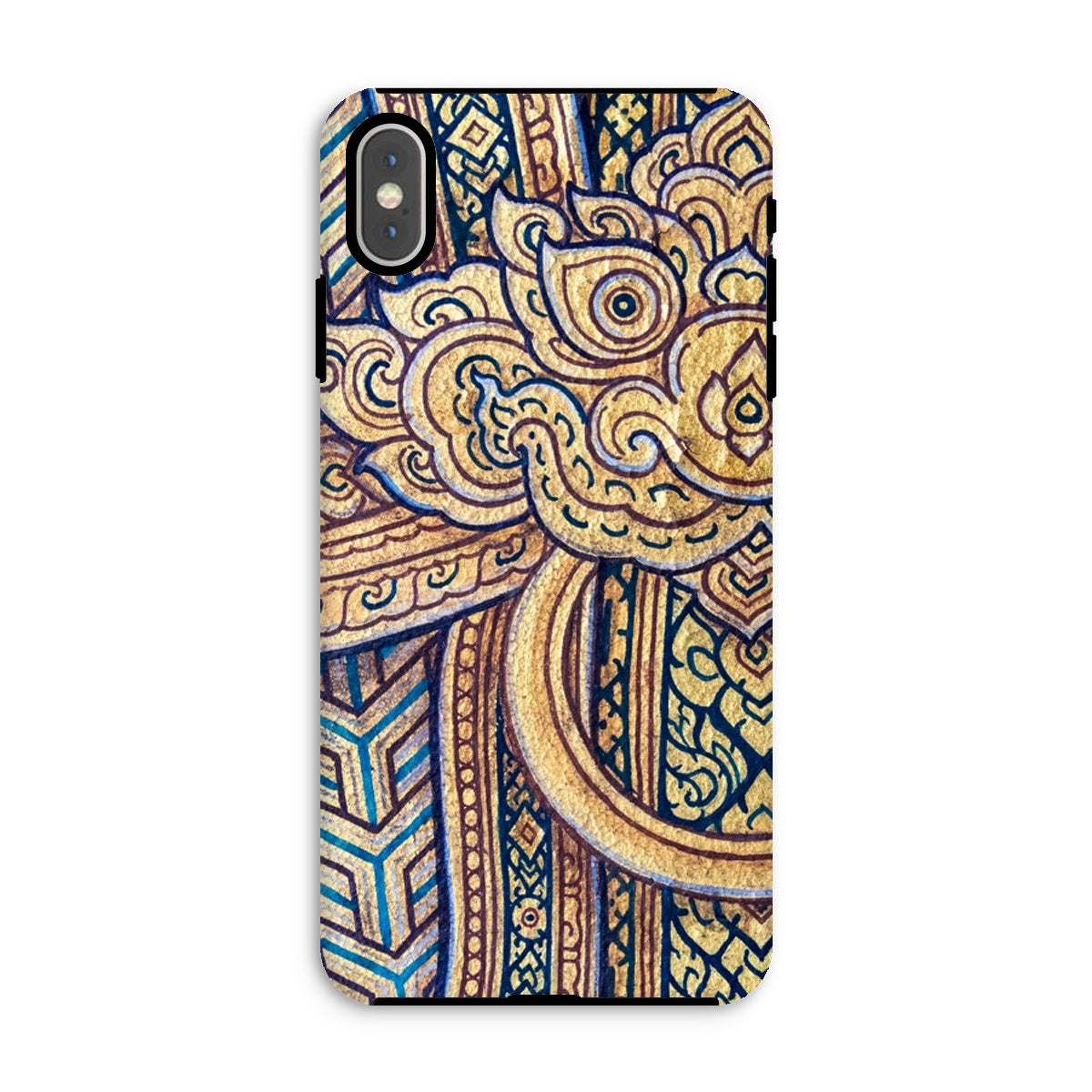 Man’s Best Friend Traditional Thai Iphone Case, Xs Max / Matte, Ornate Phone Case Intricate Gold Blue Paisley Inspired Patterns