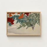 Framed Artwork Stylized Trees Vibrant Red Green Foliage Kamisaka Sekka Japanese, Maple Leaves Burn, Autumn Art Print