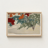 Framed Japanese-style Print Stylized Trees Red Green Foliage Kamisaka Sekka Japanese, Maple Leaves Burn, Autumn Art