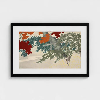 Maple - Kamisaka Sekka Japanese Autumn Art Print / Canvas Black-framed Artwork Stylized Scene Bold Red Orange, Leaves Burn, Prints