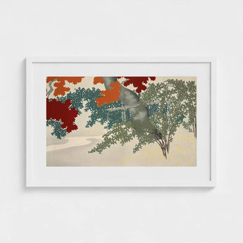 Maple - Kamisaka Sekka Japanese Autumn Art Print / Canvas Framed Stylized Trees Bold Red Orange, Leaves Burn, Prints